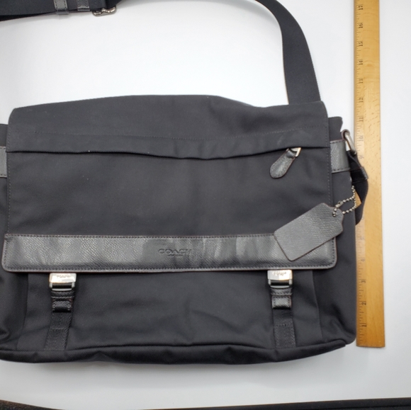 COACH MESSENGER BAG NYLON & LEATHER 14X10X5 - Picture 4 of 8